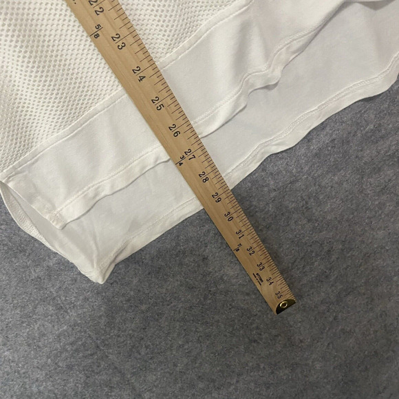 Chicos Zenergy Tunic Top Womens Sz 2 US‎ L Cream White Mesh Insert Cowl Neck - Picture 9 of 9